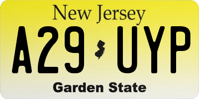NJ license plate A29UYP