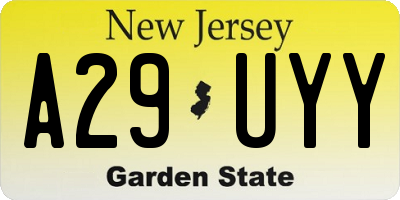 NJ license plate A29UYY