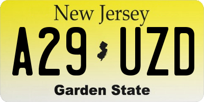 NJ license plate A29UZD