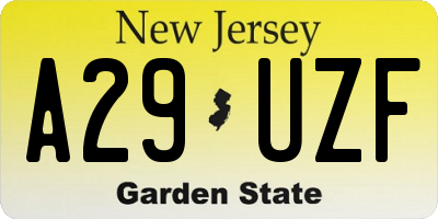 NJ license plate A29UZF