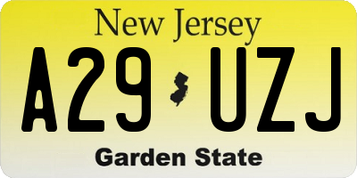 NJ license plate A29UZJ