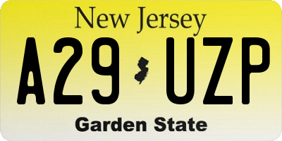 NJ license plate A29UZP