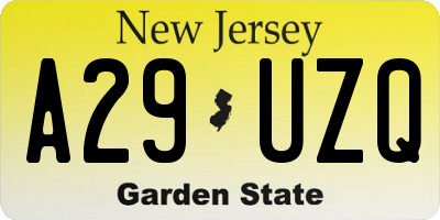 NJ license plate A29UZQ