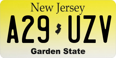 NJ license plate A29UZV