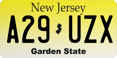 NJ license plate A29UZX