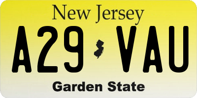 NJ license plate A29VAU