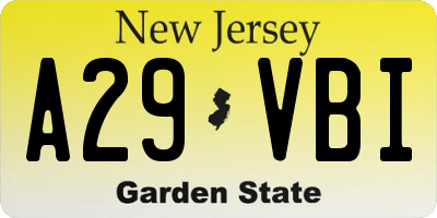 NJ license plate A29VBI