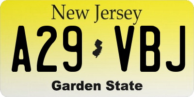 NJ license plate A29VBJ