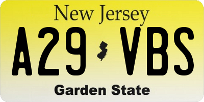 NJ license plate A29VBS