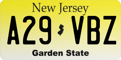 NJ license plate A29VBZ