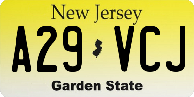 NJ license plate A29VCJ