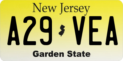 NJ license plate A29VEA