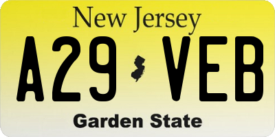NJ license plate A29VEB