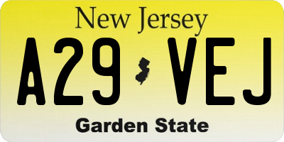 NJ license plate A29VEJ