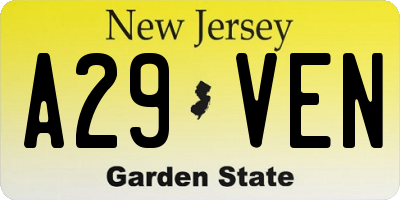 NJ license plate A29VEN