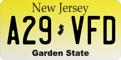 NJ license plate A29VFD