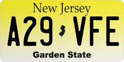 NJ license plate A29VFE