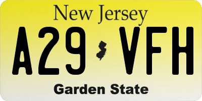 NJ license plate A29VFH