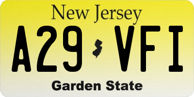 NJ license plate A29VFI