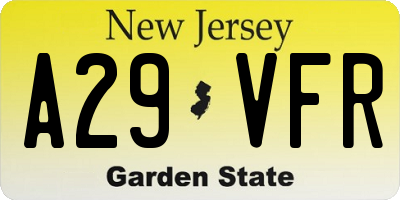 NJ license plate A29VFR