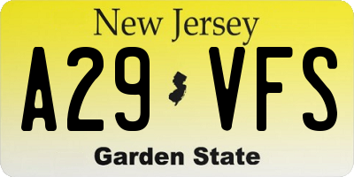 NJ license plate A29VFS