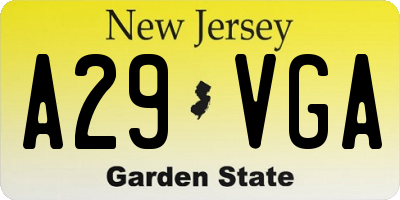 NJ license plate A29VGA