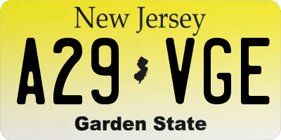 NJ license plate A29VGE