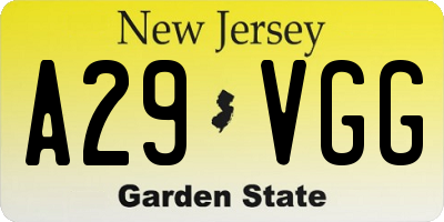 NJ license plate A29VGG
