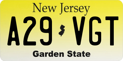 NJ license plate A29VGT