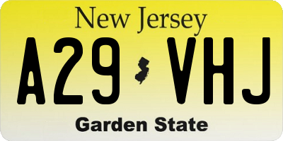 NJ license plate A29VHJ