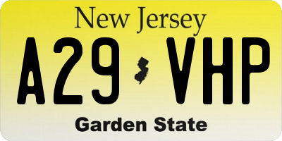 NJ license plate A29VHP