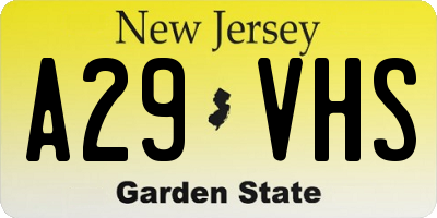 NJ license plate A29VHS