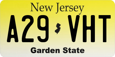 NJ license plate A29VHT