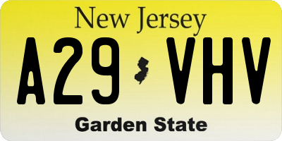 NJ license plate A29VHV