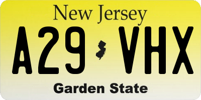 NJ license plate A29VHX
