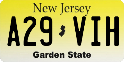 NJ license plate A29VIH
