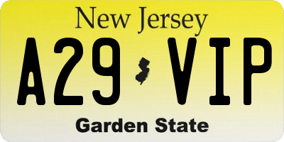 NJ license plate A29VIP