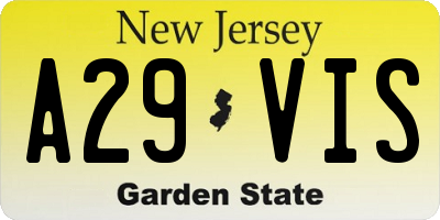 NJ license plate A29VIS
