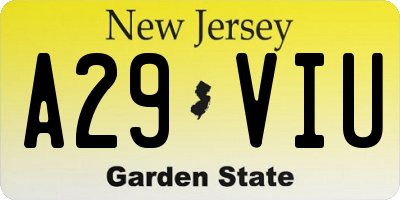 NJ license plate A29VIU