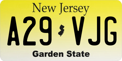 NJ license plate A29VJG