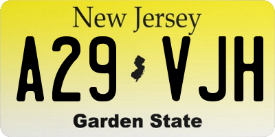 NJ license plate A29VJH