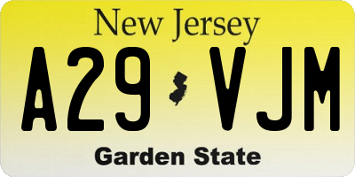 NJ license plate A29VJM