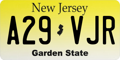 NJ license plate A29VJR