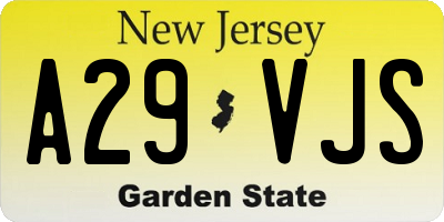 NJ license plate A29VJS