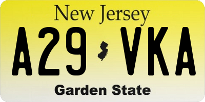 NJ license plate A29VKA