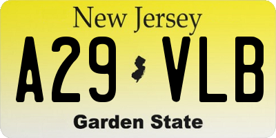 NJ license plate A29VLB