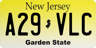 NJ license plate A29VLC