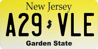 NJ license plate A29VLE