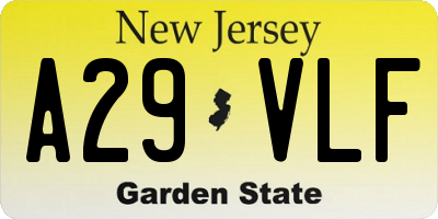 NJ license plate A29VLF