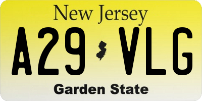 NJ license plate A29VLG